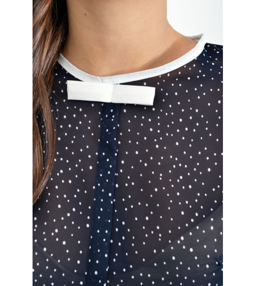 Блуза офісного стилю колір Темно-синій з квітковим принтом 115R036