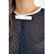 Блуза офисного стиля цвет Темно-синий с цветочным принтом 115R036