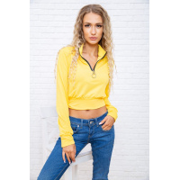 Укороченный женский свитшот на змейке, желтого цвета, 119R376