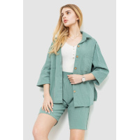 Костюм женский свободного кроя ткань лен, цвет светло-оливковый, 177R024