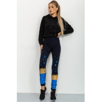 Утепленные женские лосины черного цвета с принтом 131R6000