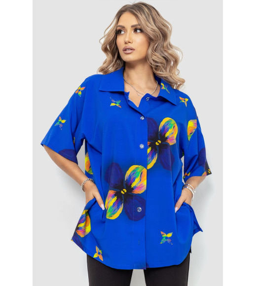 Рубашка женская батал, цвет электрик, 102R5220