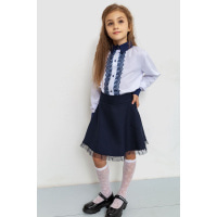 Блуза для девочек нарядная, цвет бело-синий, 172R201-1