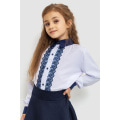 Блуза для девочек нарядная, цвет бело-синий, 172R201-1