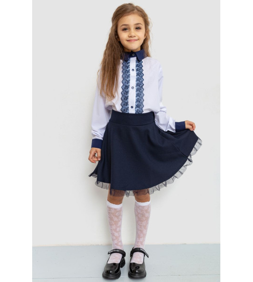 Блузка нарядна для дівчаток, колір біло-синій, 172R201-1