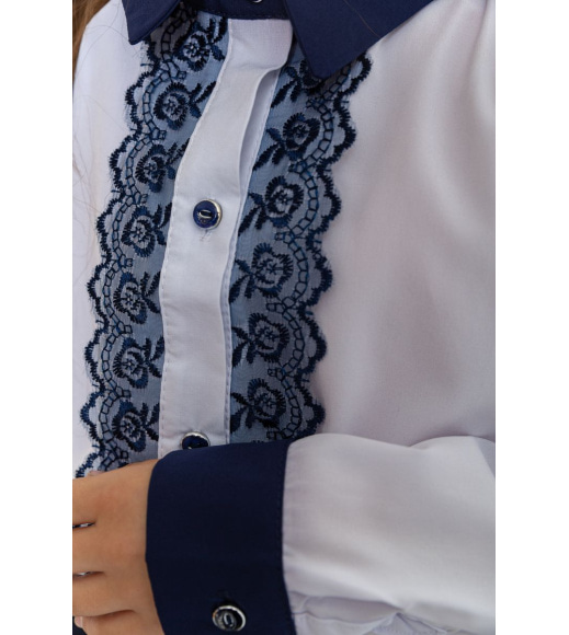 Блузка нарядна для дівчаток, колір біло-синій, 172R201-1