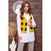 Женская рубашка, с декором в клетку, бело-горчичного цвета, 119R321-1