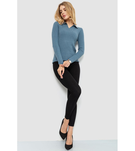 Кофта жіноча однотонна, колір джинс, 204R018