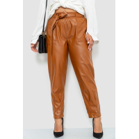 Брюки из искусственной кожи женские, цвет светло-коричневый, 102R5145