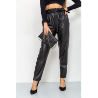 Брюки женские из экокожи на флисе, цвет черный, 164R679