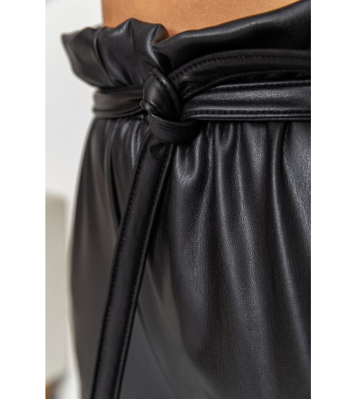 Штани жіночі з екошкіри на флісі, колір чорний, 164R679