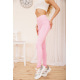 Женские леггинсы с карманами и вставками, из эко-кожи, цвет Розовый, 172R711