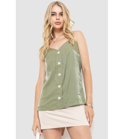 Блуза на бретелях, колір оливковий, 102R215