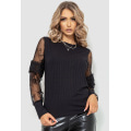 Блуза жіноча Нарядна в рубчик, колір чорний, 204R08
