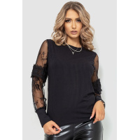 Блуза женская в рубчик, цвет черный, 204R08