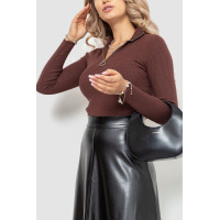 Кофта жіноча на блискавці в рубчик, колір шоколадний, 204R041