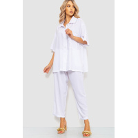 Костюм женский однотонный на пуговицах, цвет белый, 102R5279