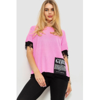 Джемпер женский вязаный, цвет розово-черный, 117R1484-1