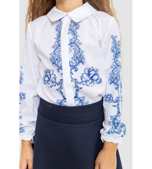 Блузка нарядна для дівчаток, колір біло-синій, 172R026-1