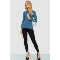 Кофта жіноча трикотажна однотонна, колір джинс, 204R017
