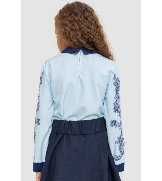 Блуза для девочек нарядная, цвет сине-голубой, 172R026