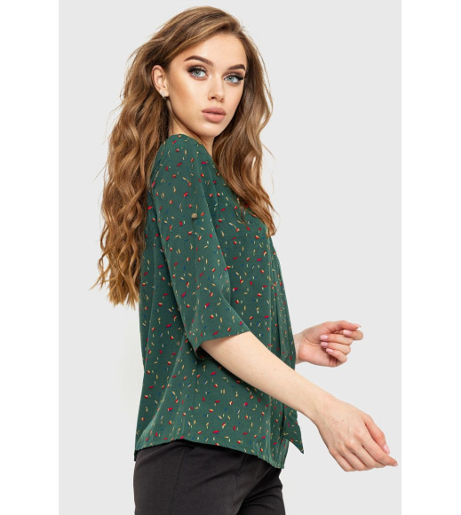 Блуза принтом, колір зелений, 230R150-4