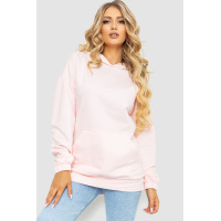 Худи женский двухнитка с капюшоном, цвет светло-розовый, 102R356