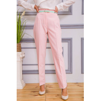 Классические женские брюки розового цвета с ремешком 182R308