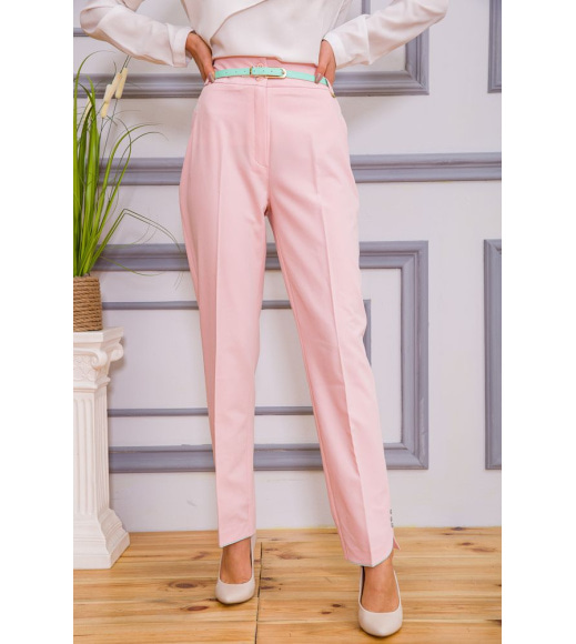 Классические женские брюки розового цвета с ремешком 182R308