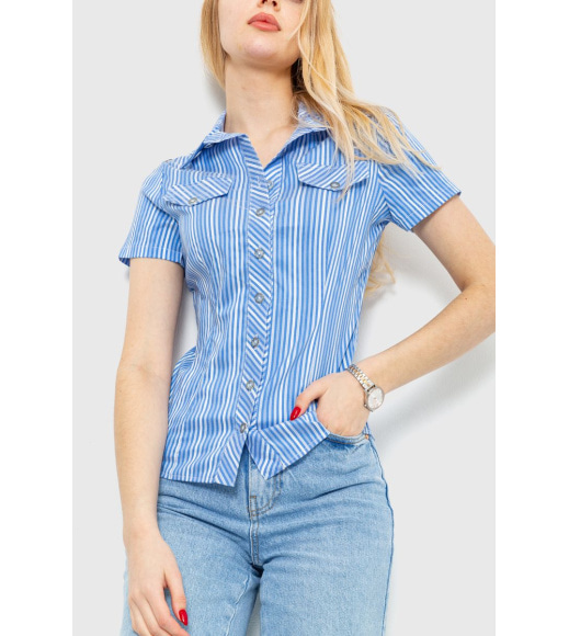 Рубашка женская в полоску, цвет бело-голубой, 230R060