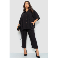 Костюм женский повседневный батал, цвет черный, 102R5179