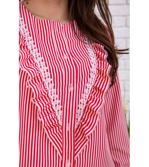 Нарядна жіноча сорочка, в червоно-білу смужку, 102R200