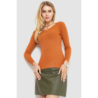 Кофта женская в рубчик, цвет терракотовый, 204R037