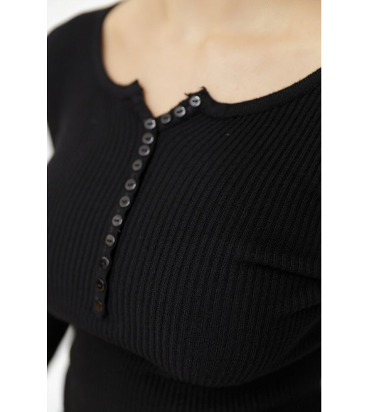 Кофта жіноча базова в рубчик, колір чорний, 204R002