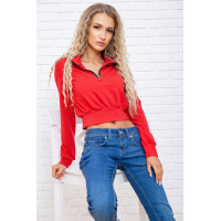 Укороченный женский свитшот на змейке, красного цвета, 119R376