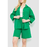 Костюм жіночий вільного крою тканина льон, колір зелений, 177R024