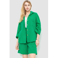 Костюм женский свободного кроя ткань лен, цвет зеленый, 177R024