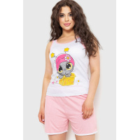 Пижама женская с принтом, цвет бело-розовый, 231R4430