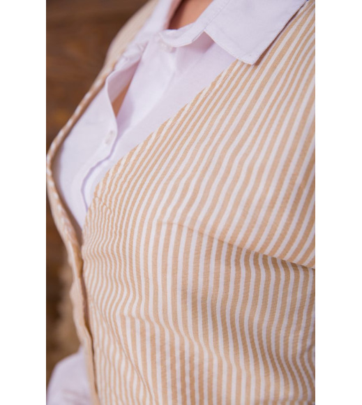 Женская рубашка, с декором в бело-бежевую полоску, 119R320