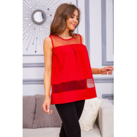 Летняя шифоновая блуза с сеткой красного цвета 172R015