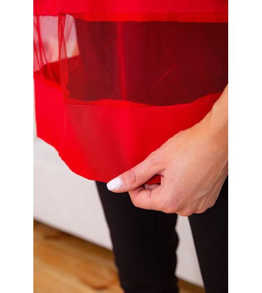 Літня шифонова блуза з сіткою червоного кольору 172R015