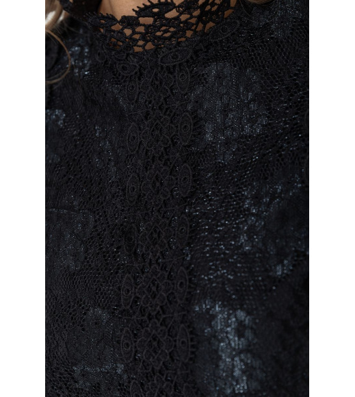 Блуза женская классическая гипюровая, цвет черный, 204R154
