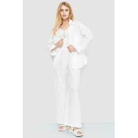 Костюм женский свободного кроя ткань лен, цвет белый, 177R026