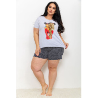 Пижама женская с принтом, цвет серо-черный, 219RF-026