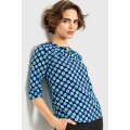 Блуза з принтом, колір синьо-зелений, 230R1121-2