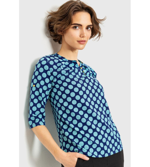 Блуза с принтом, цвет сине-зеленый, 230R1121-2