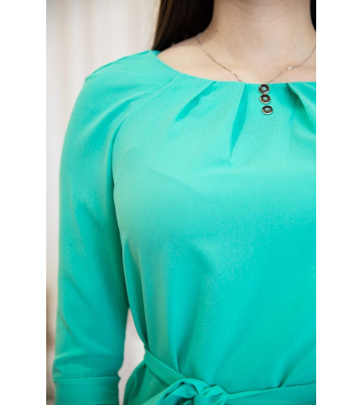 Блузка з рукавами 3/4 і поясом колір Зелений 172R1-1