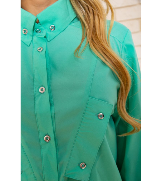 Женская рубашка с длинными рукавами, мятного цвета, 102R140
