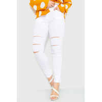 Женские джеггинсы рваные цвет Белый 102R5085-1