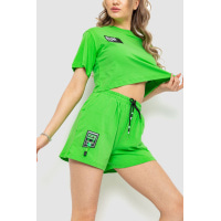 Костюм женский повседневный футболка +шорты, цвет светло-зеленый, 198R125